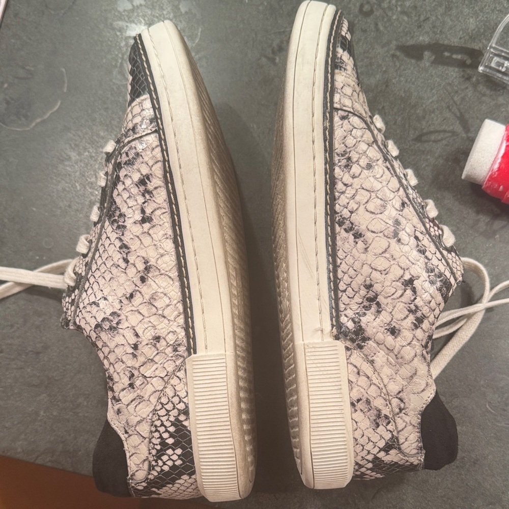 Naturalizer Black and Cream Snake Print Sneakers